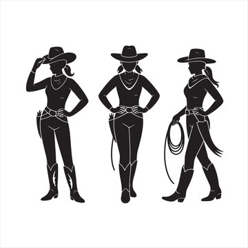 A diverse collection of black vector silhouettes featuring a dancing couple, business people, and fashion models in various poses for a party illustration