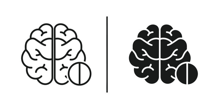 Comparison of brain hemispheres highlighting left and right side differences in black and white