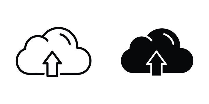 Contrasting icons depicting cloud upload functionality in different styles