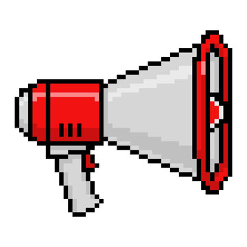 Vector Illustration of Megaphone with Pixel Art Design