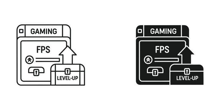 Gaming progress interface showing fps and level-up notifications in light and dark modes