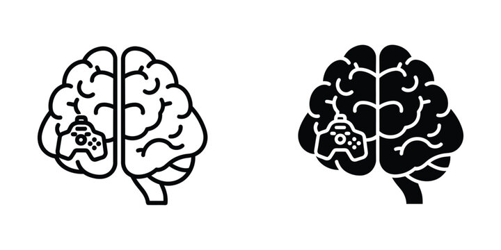 Gaming controller integrated with brain hemispheres to symbolize mental engagement in gaming