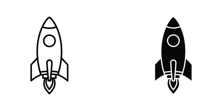Contrasting rocket designs depicted in black and white line art styles