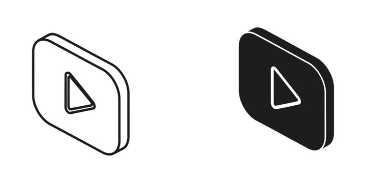 Isometric play and pause buttons in contrasting color schemes