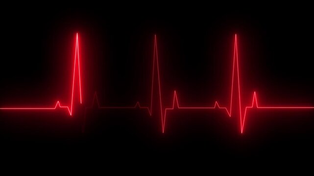 Heartbeat chest emergency cardiology pulse clutching chest with on black background 4k video animation