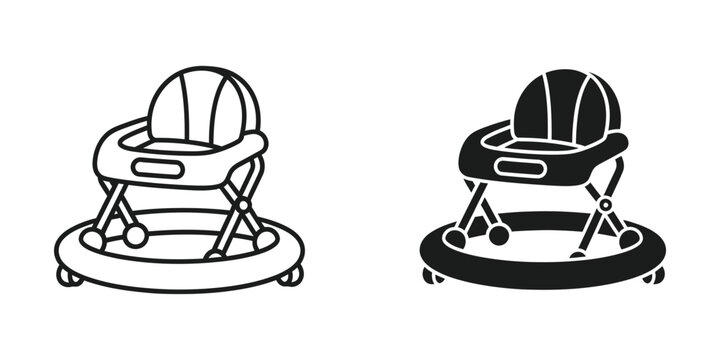 Comparison of a light-colored and dark-colored baby walker toy with wheels