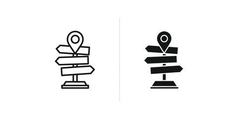 Comparison of a white and black directional signpost with map pins © MSTSALEHA
