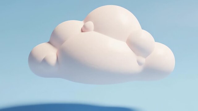 A soft, puffy, cartoon-like white cloud floats against a clear blue sky.