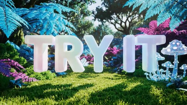 Surreal fantasy environment with glowing mushrooms and vibrant foliage inviting you to try something new and explore