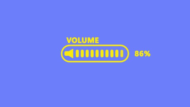 Animation of increasing sound volume, music on black background, video elements