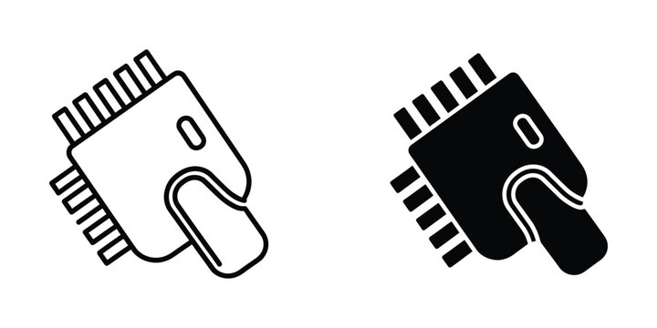 Comparison of parallel and serial port connectors in black and white icons
