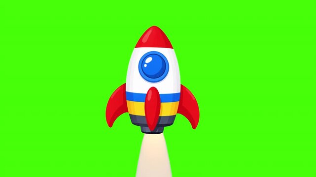 Rocket Front View Loop Animation on Green Screen HD