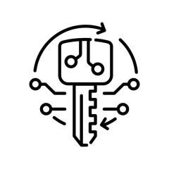Obraz premium cybersecurity key color line icon.