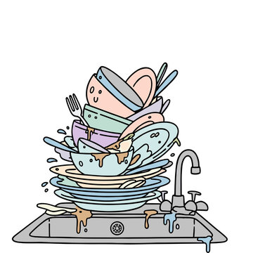 Illustration of dirty dishes 