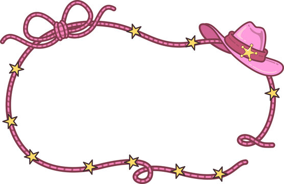 Pink Western Rope and Cowboy Hat Border