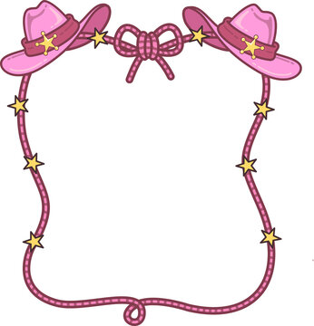 Pink Cowboy Hat Border Frame Design Decoration