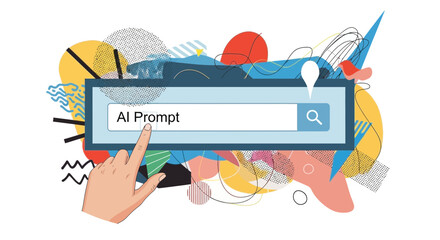 Obraz premium Unlocking creative insights with an AI prompt search, visualizing innovative ideas and digital exploration