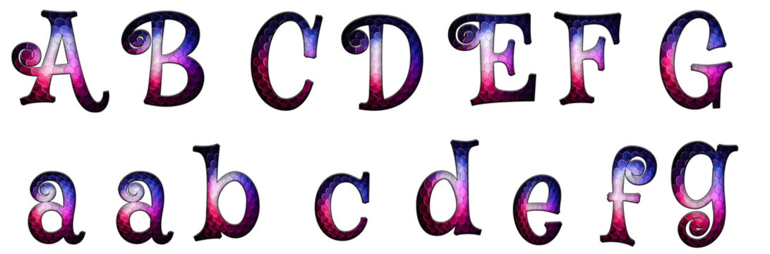 Cube Geometry Gradient Linux a, b, c, d, e, f, g word design abc Mystery Alphabet letter text typography font