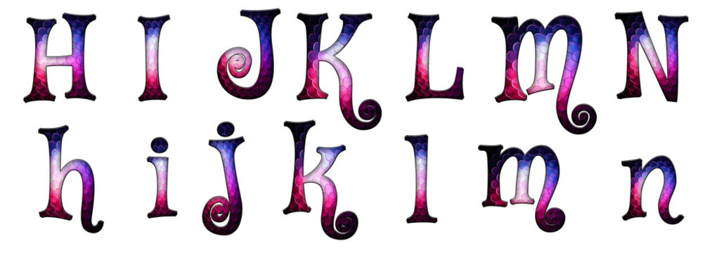 Cube Geometry Gradient Linux h, i, j, k, l, m, n word design Mystery Alphabet letter text typography font