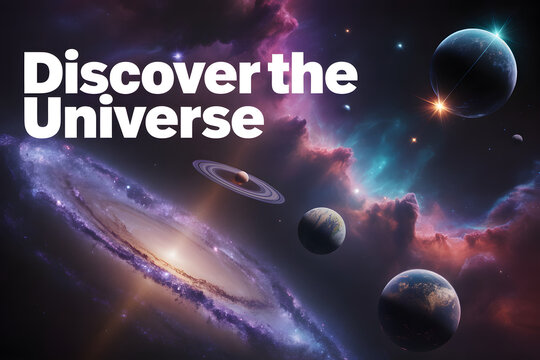 Earth floating in space with stars galaxy and glowing blue planet in the dark universe
