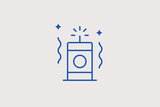 Exploding firecracker line icon for holiday celebrations and loud festive surprises. Dynamic Vector Illustration for New Year flyers and independence day graphics.