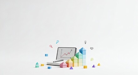 Obraz premium A creative business graph displaying progress, development, and improvement. With an aesthetically pleasing design, this piece is ideal for illustrating concepts in business, innovation.