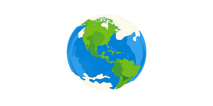Stylized animated cartoon Earth globe with continents and oceans spinning slowly in space. transparent png background