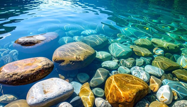 Stones in clear water