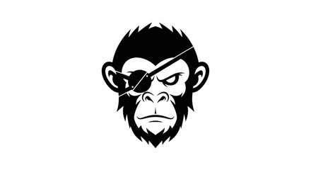 Black and white pirate monkey head mascot logo © Asri