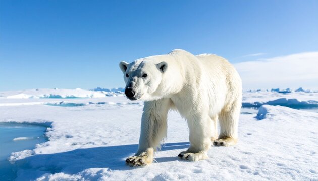 Polar bear walking on snowy terrain
