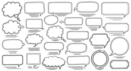 Obraz premium Collection of Hand Drawn Speech Bubbles and Text Boxes.