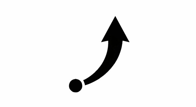 Black curved arrow pointing up symbol.