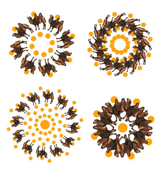 Camel mandala vector illustrations