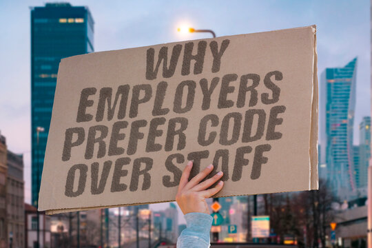 "Why Employers Prefer Code Over Staff" Documented business economics confirms software delivers greater cost predictability than equivalent human staff. SOFTWARE. AUTO. REAL. JOBS. TECH.