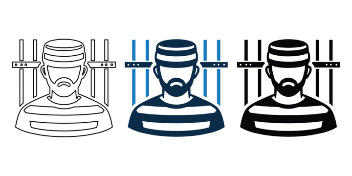 Prisoner Mugshot Icon Set &ndash; Criminal Identification Vector Collection