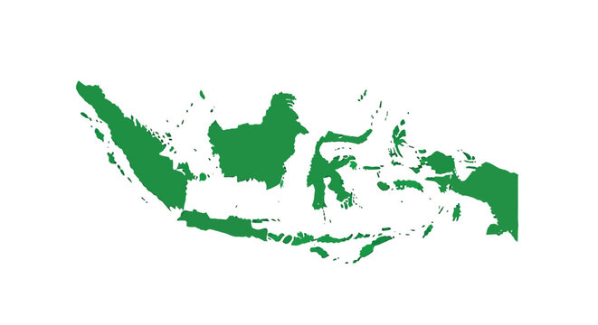 A solid green map depicts the archipelago of indonesia showcasing its numerous islands high quality professional