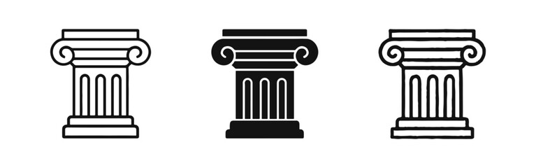 Ancient pillar column icon set in outline, solid, and hand-drawn styles © ICONS FOR YOU