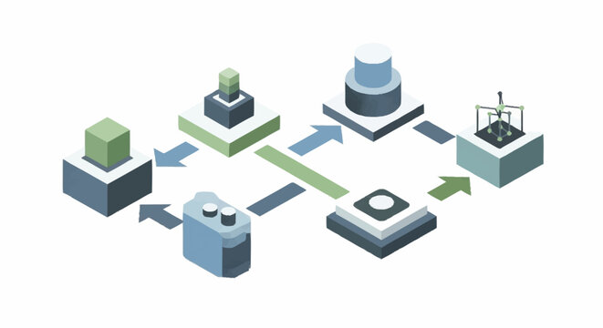 Infographic illustrating a manufacturing process flow.
