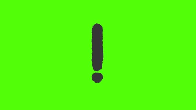 Exclamation Point on Green: A simple exclamation point, a symbol of emphasis and attention, prominently displayed against a vibrant, solid green backdrop.