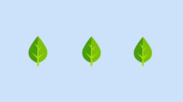 A seamless 2D animated pattern featuring vibrant green leaves on a clean blue backdrop. Perfect for refreshing summer designs and cool, professional motion graphics.