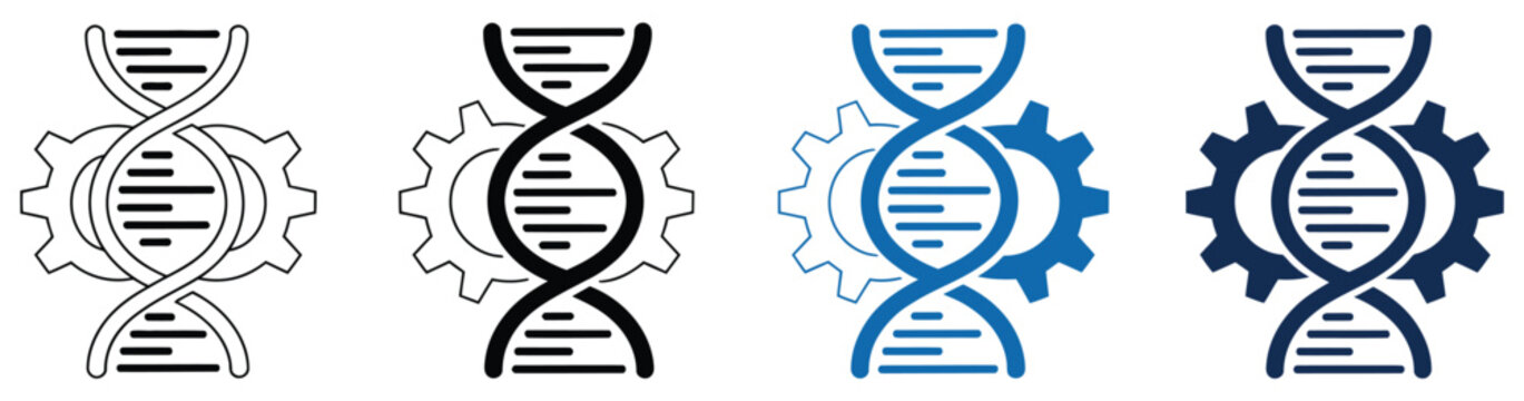 Bioengineering icon set, multi style icon collection, biotech and genetic science symbols, lab and DNA icons, clean vector design elements for healthcare, research platforms, mobile apps,