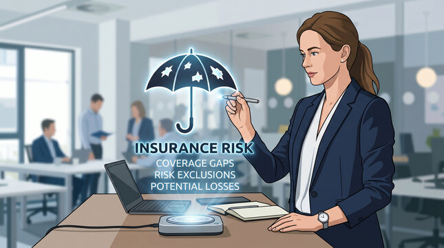 Insurance risk coverage gaps risk exclusions potential losses business office woman