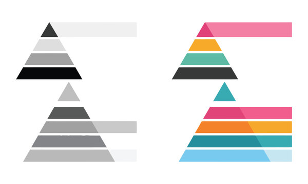 4 tier pyramid chart blank vector design, infographic template hierarchical levels