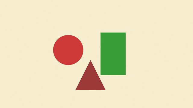 Colorful Basic Geometric Shapes Set on Cream Background