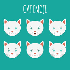 A set of cat emoji faces on blue background © Nazmul