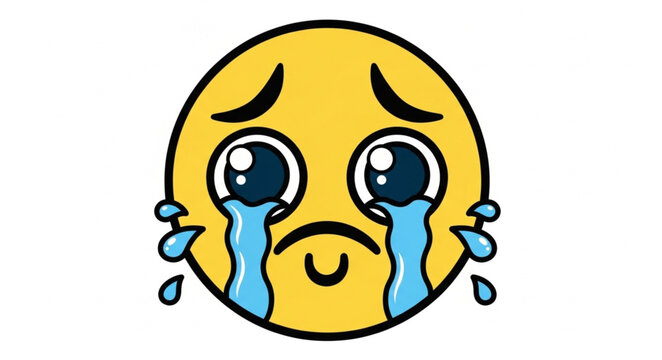 Sad Crying Emoji Face Illustration.