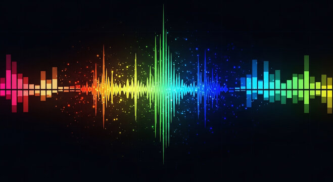 Vibrant audio waveform visualization reflecting dynamic sound frequencies and energy