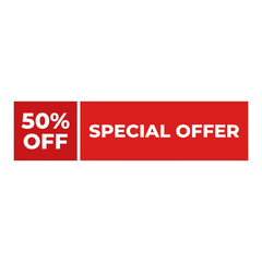 Fototapeta premium Red fifty percent off banner