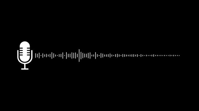Digital audio frequency visualization with microphone 4k loopable alpha channel. audio waveform animation.