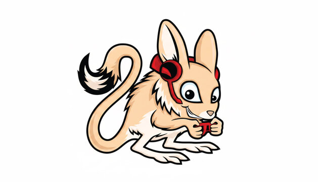 Dog mascot head with red bow and black accents running style cartoon mascot character featuring playful pet, illustration, cute animal with game icon